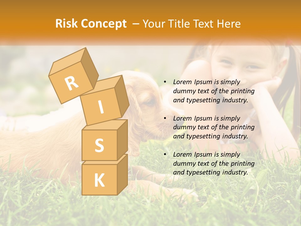 A Little Girl Laying On The Grass With A Dog PowerPoint Template