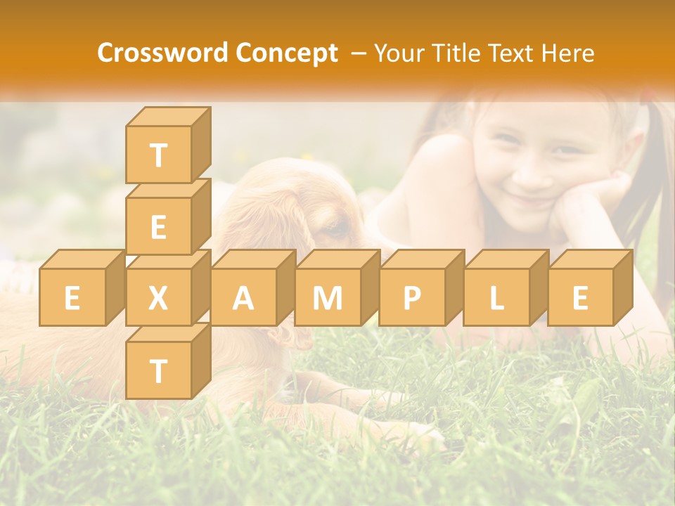 A Little Girl Laying On The Grass With A Dog PowerPoint Template