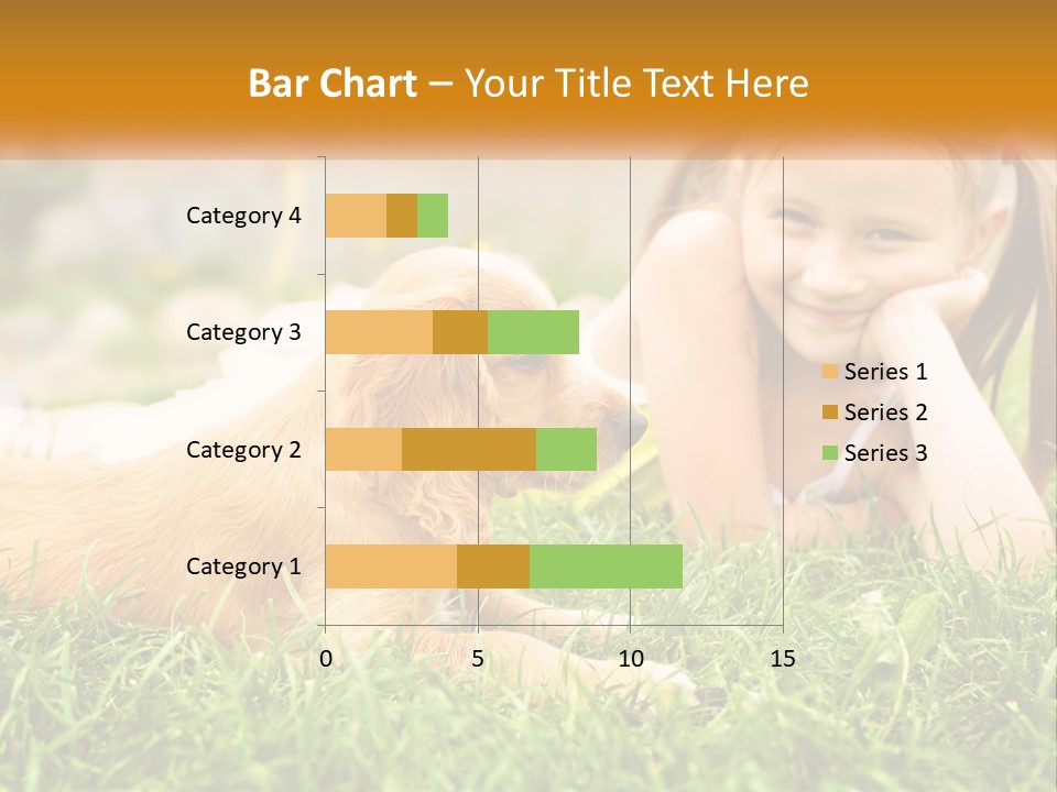 A Little Girl Laying On The Grass With A Dog PowerPoint Template