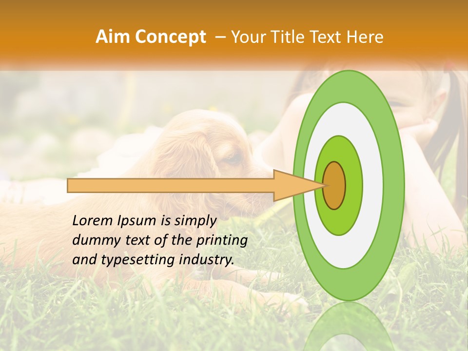 A Little Girl Laying On The Grass With A Dog PowerPoint Template