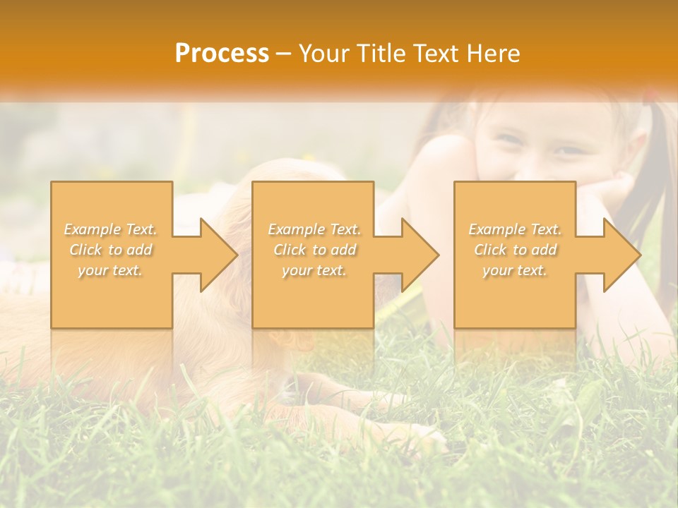 A Little Girl Laying On The Grass With A Dog PowerPoint Template