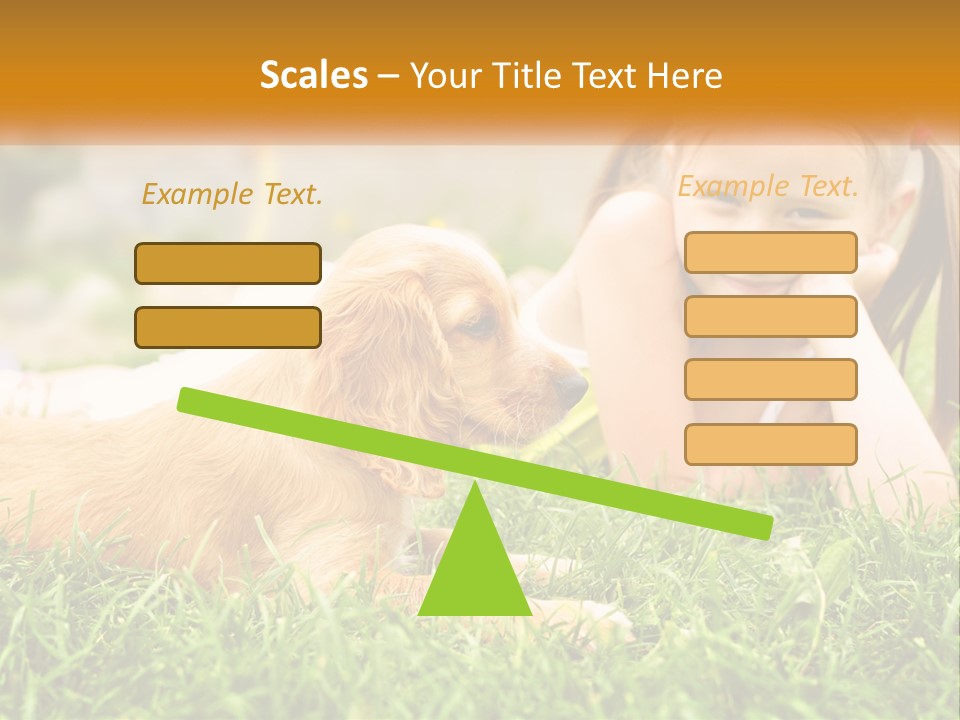 A Little Girl Laying On The Grass With A Dog PowerPoint Template