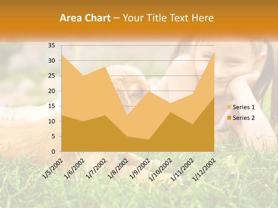 A Little Girl Laying On The Grass With A Dog PowerPoint Template