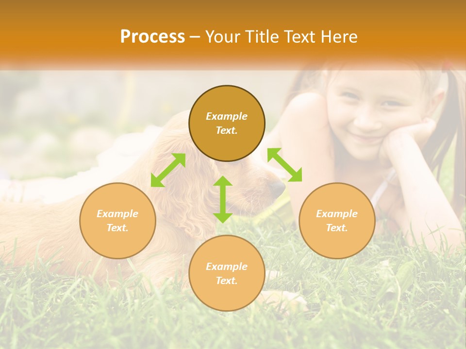 A Little Girl Laying On The Grass With A Dog PowerPoint Template