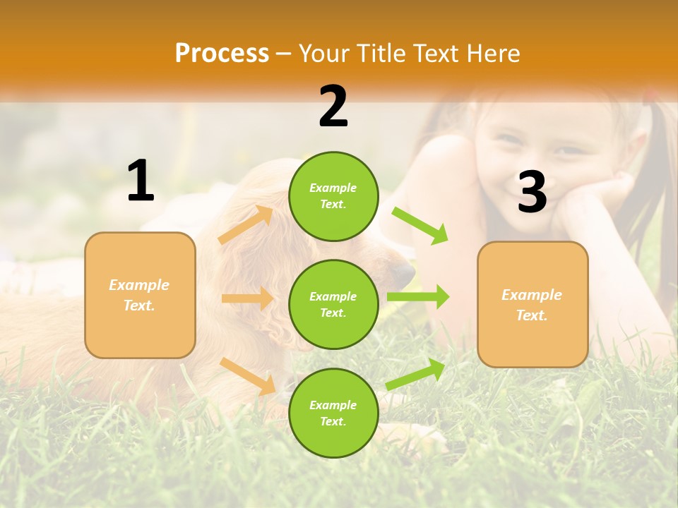 A Little Girl Laying On The Grass With A Dog PowerPoint Template
