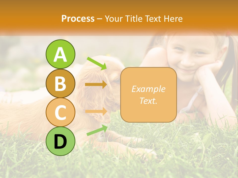 A Little Girl Laying On The Grass With A Dog PowerPoint Template