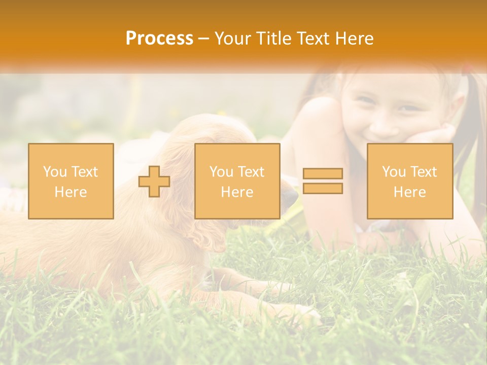 A Little Girl Laying On The Grass With A Dog PowerPoint Template