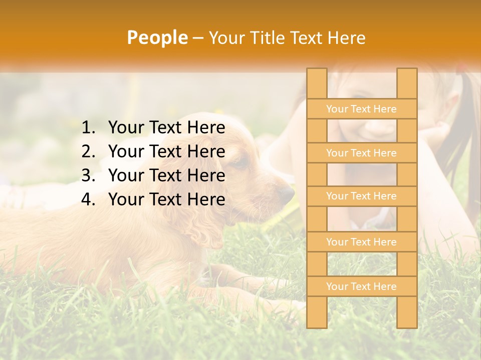 A Little Girl Laying On The Grass With A Dog PowerPoint Template