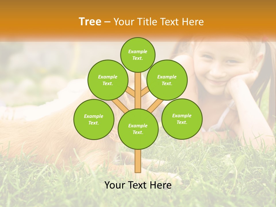 A Little Girl Laying On The Grass With A Dog PowerPoint Template