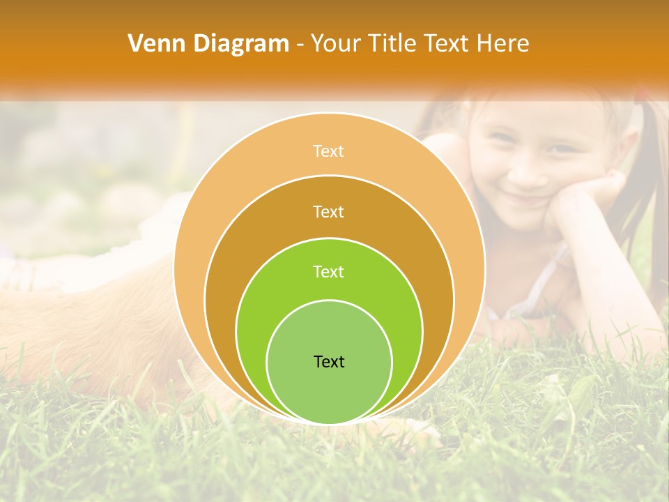 A Little Girl Laying On The Grass With A Dog PowerPoint Template