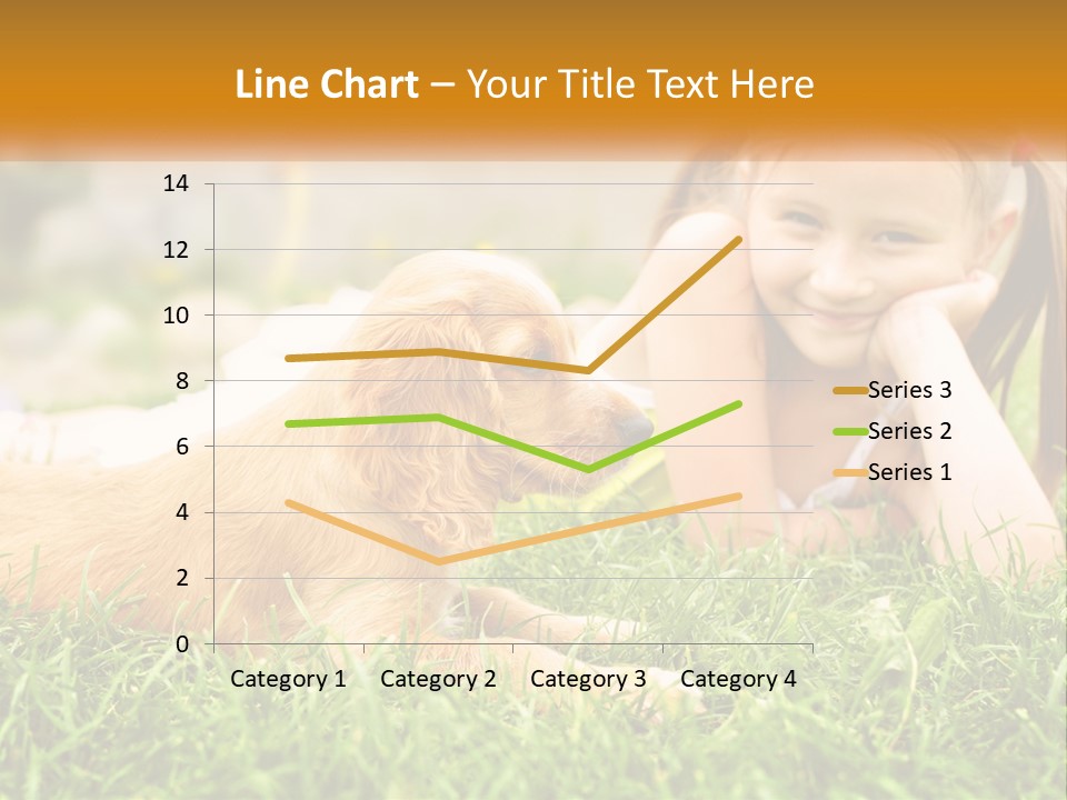 A Little Girl Laying On The Grass With A Dog PowerPoint Template