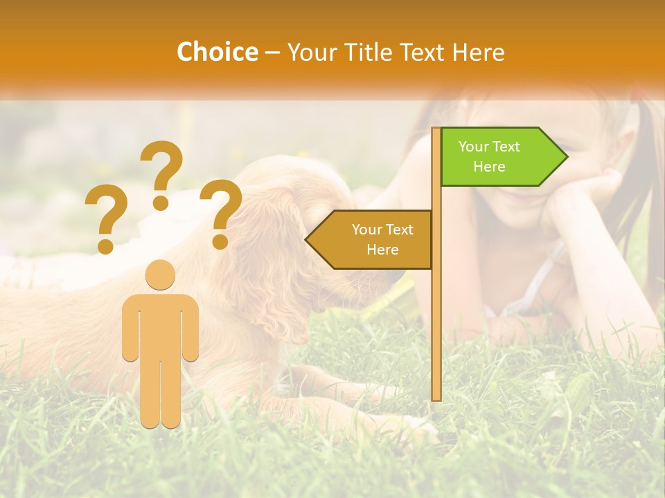 A Little Girl Laying On The Grass With A Dog PowerPoint Template