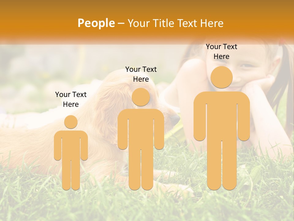 A Little Girl Laying On The Grass With A Dog PowerPoint Template