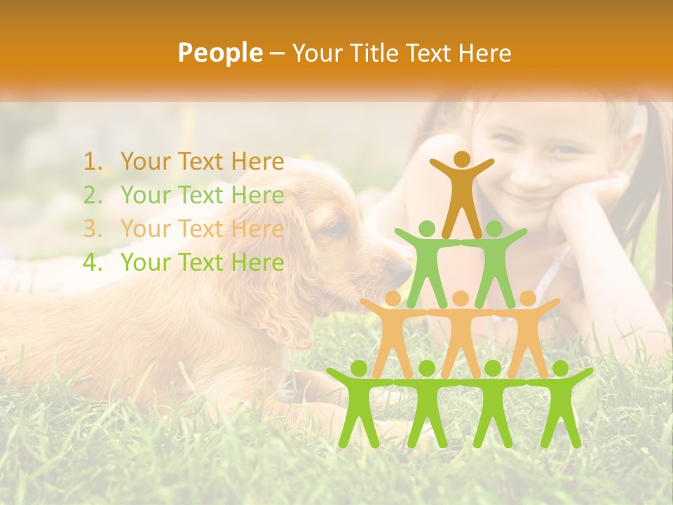 A Little Girl Laying On The Grass With A Dog PowerPoint Template