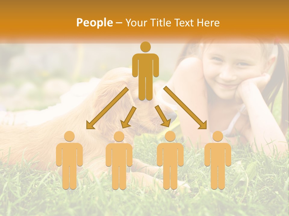 A Little Girl Laying On The Grass With A Dog PowerPoint Template