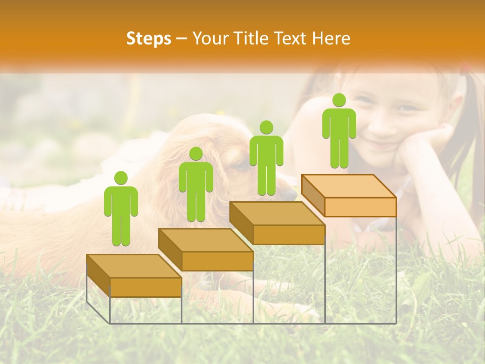 A Little Girl Laying On The Grass With A Dog PowerPoint Template