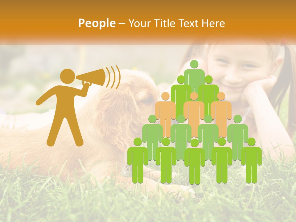 A Little Girl Laying On The Grass With A Dog PowerPoint Template