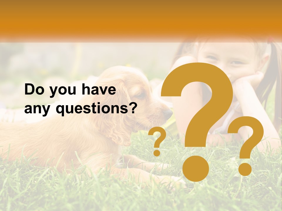 A Little Girl Laying On The Grass With A Dog PowerPoint Template