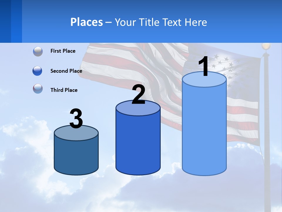An American Flag On A Pole With Clouds In The Background PowerPoint Template