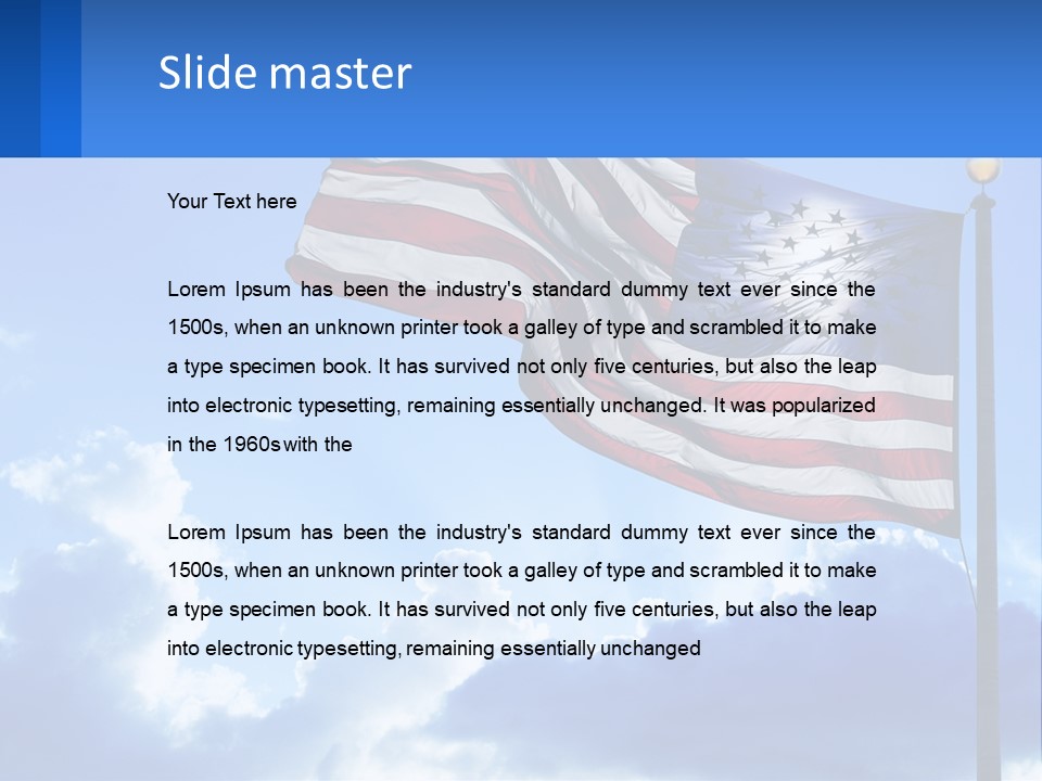 An American Flag On A Pole With Clouds In The Background PowerPoint Template