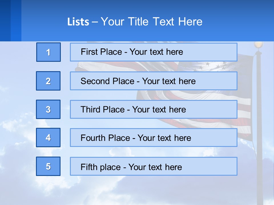 An American Flag On A Pole With Clouds In The Background PowerPoint Template