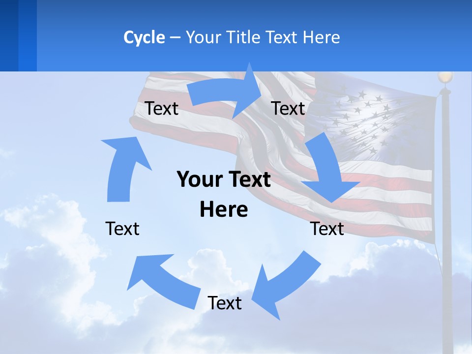 An American Flag On A Pole With Clouds In The Background PowerPoint Template