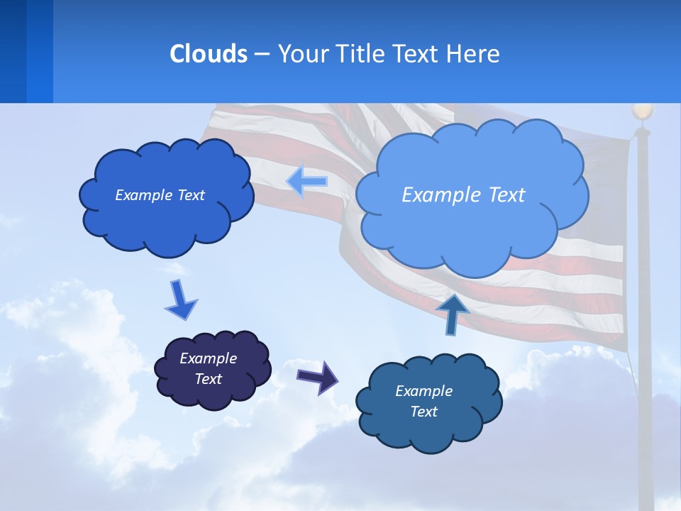 An American Flag On A Pole With Clouds In The Background PowerPoint Template