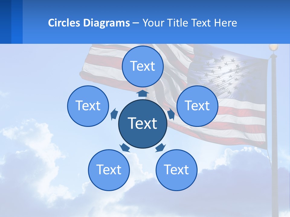 An American Flag On A Pole With Clouds In The Background PowerPoint Template