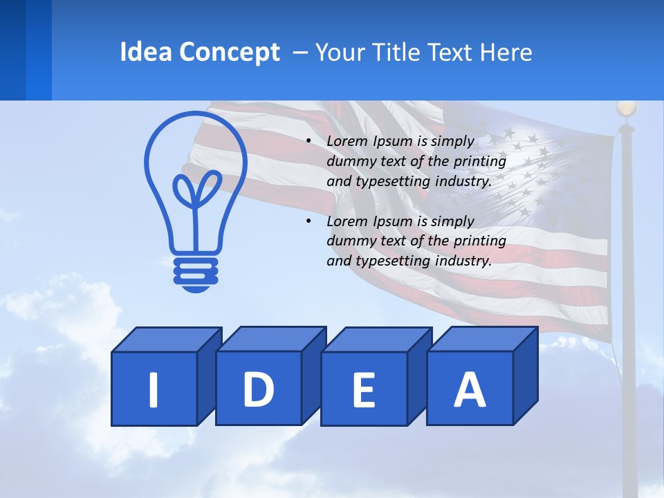An American Flag On A Pole With Clouds In The Background PowerPoint Template