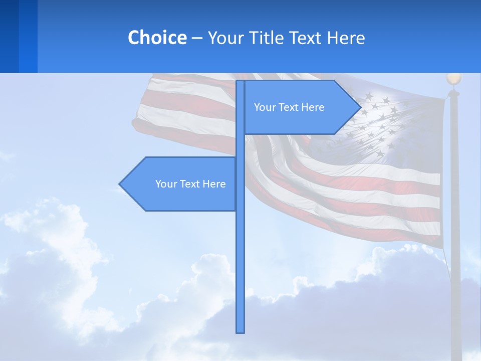 An American Flag On A Pole With Clouds In The Background PowerPoint Template