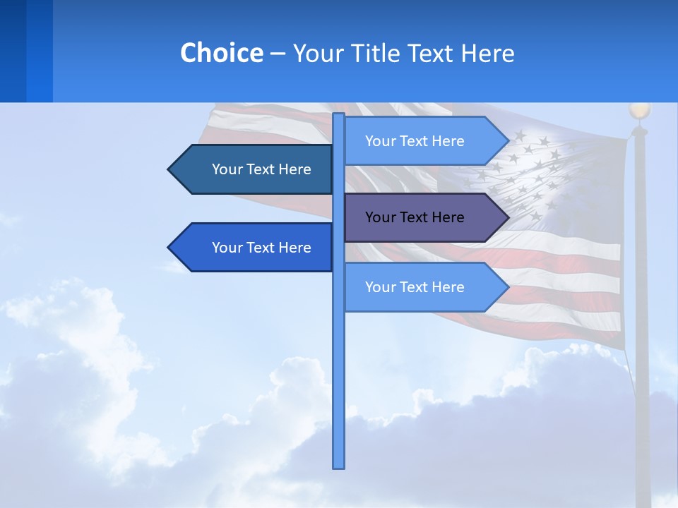 An American Flag On A Pole With Clouds In The Background PowerPoint Template