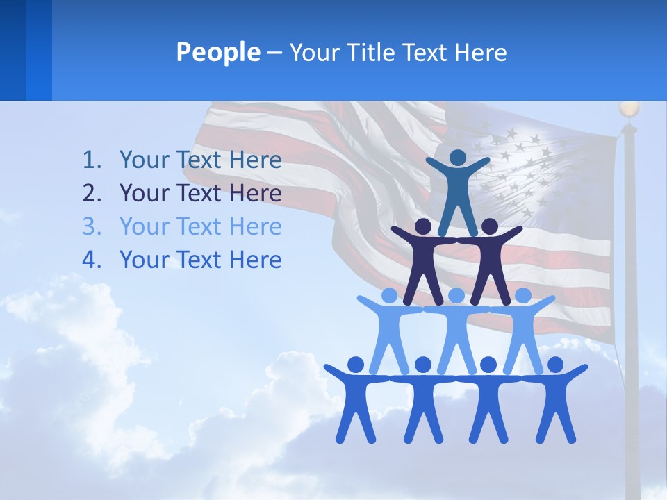 An American Flag On A Pole With Clouds In The Background PowerPoint Template