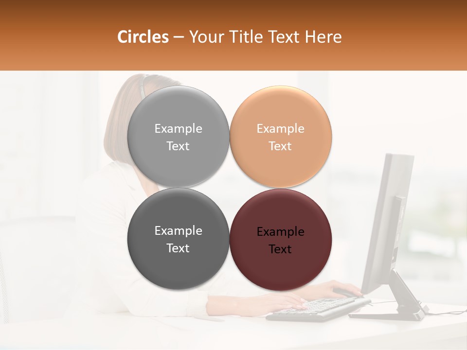 A Woman Wearing A Headset Using A Computer PowerPoint Template