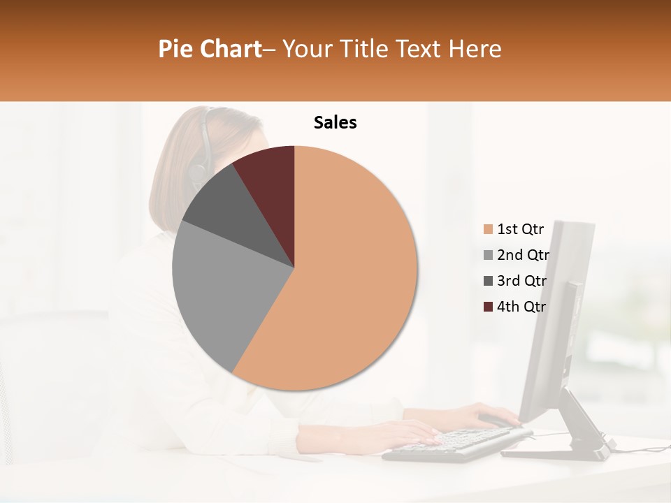 A Woman Wearing A Headset Using A Computer PowerPoint Template