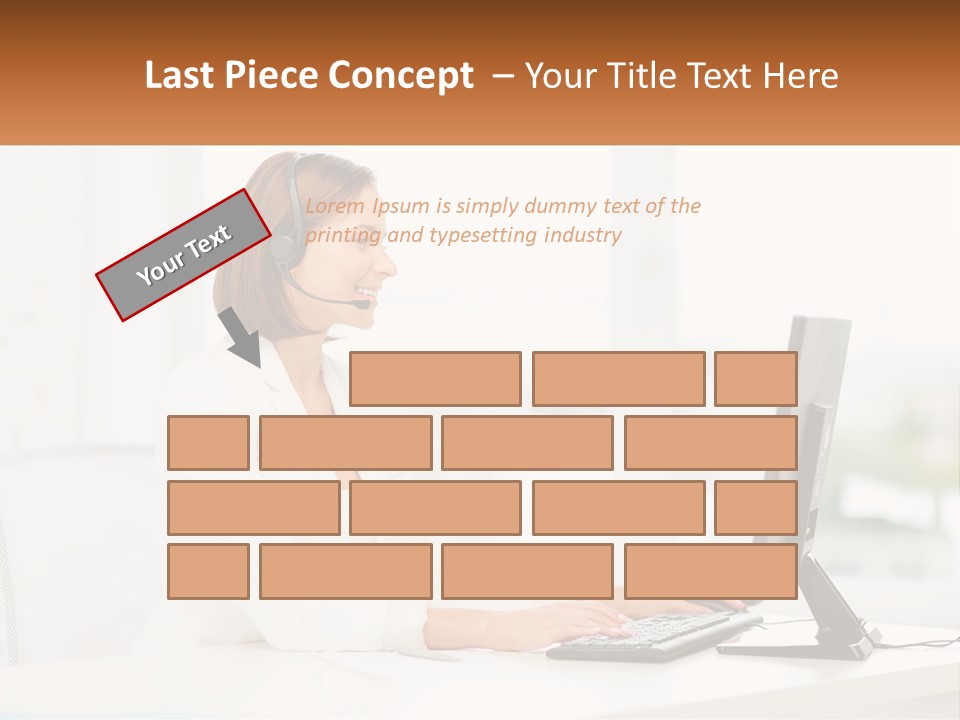 A Woman Wearing A Headset Using A Computer PowerPoint Template