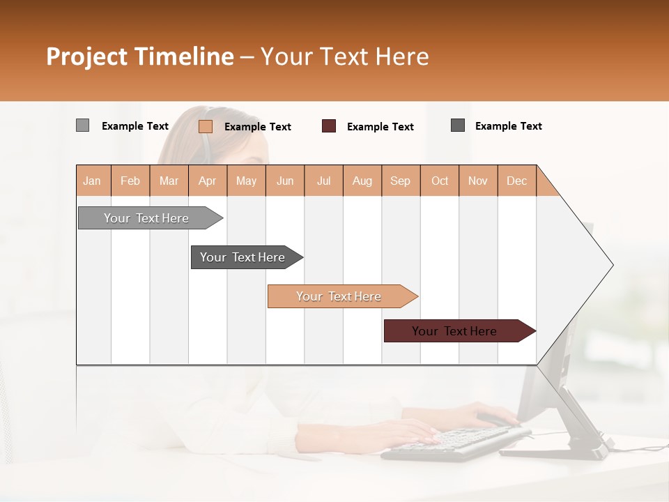 A Woman Wearing A Headset Using A Computer PowerPoint Template