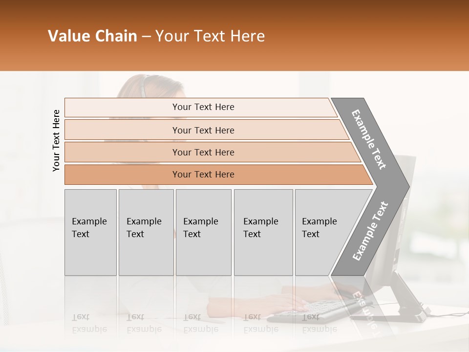 A Woman Wearing A Headset Using A Computer PowerPoint Template