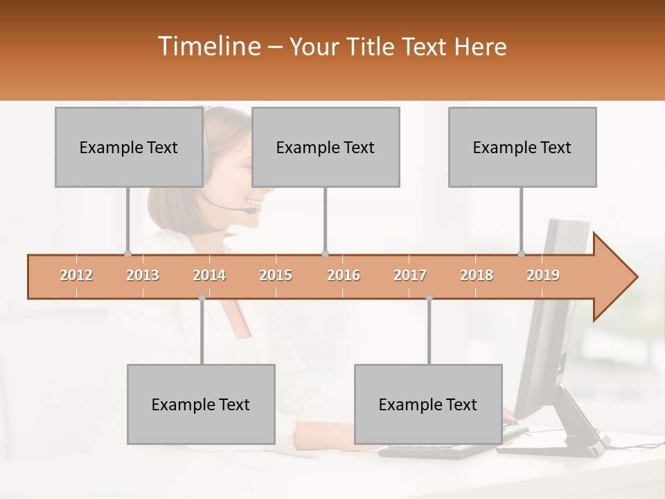 A Woman Wearing A Headset Using A Computer PowerPoint Template