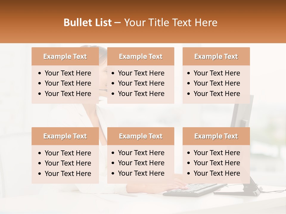 A Woman Wearing A Headset Using A Computer PowerPoint Template