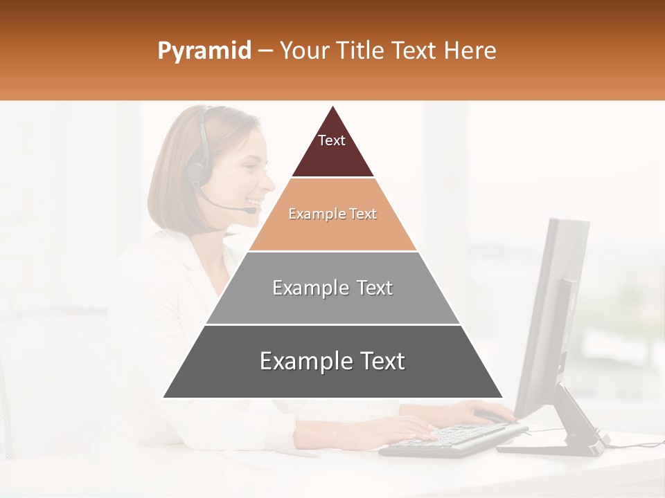 A Woman Wearing A Headset Using A Computer PowerPoint Template