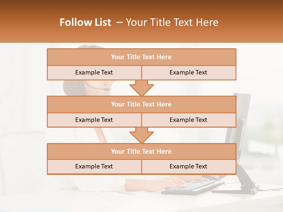 A Woman Wearing A Headset Using A Computer PowerPoint Template