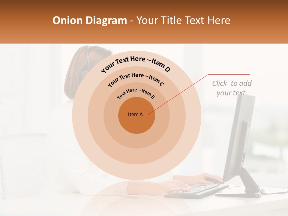 A Woman Wearing A Headset Using A Computer PowerPoint Template