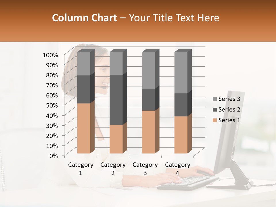 A Woman Wearing A Headset Using A Computer PowerPoint Template