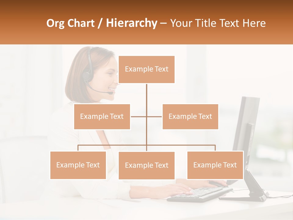 A Woman Wearing A Headset Using A Computer PowerPoint Template