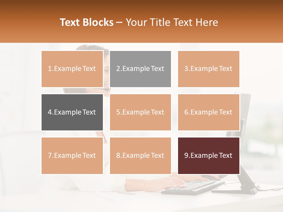 A Woman Wearing A Headset Using A Computer PowerPoint Template