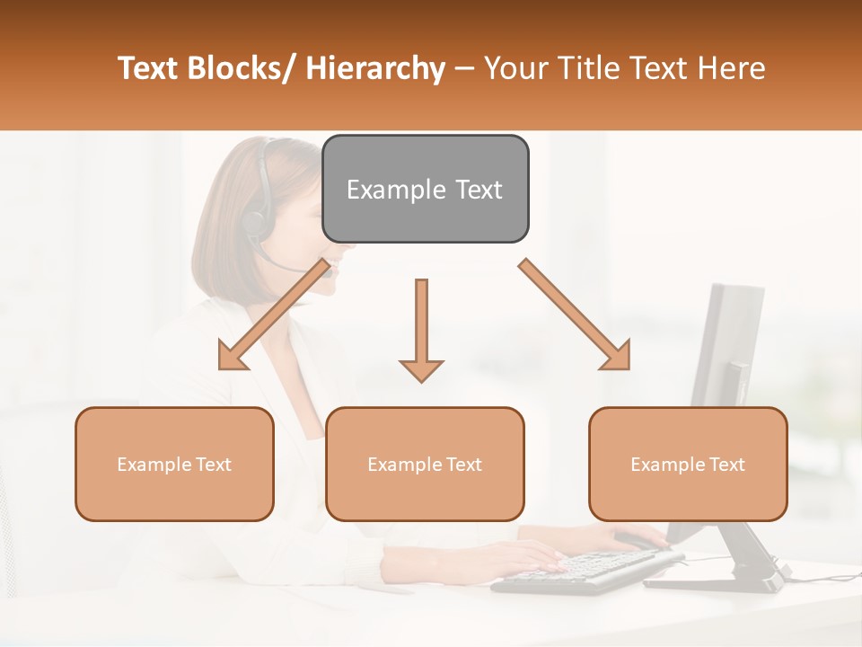 A Woman Wearing A Headset Using A Computer PowerPoint Template