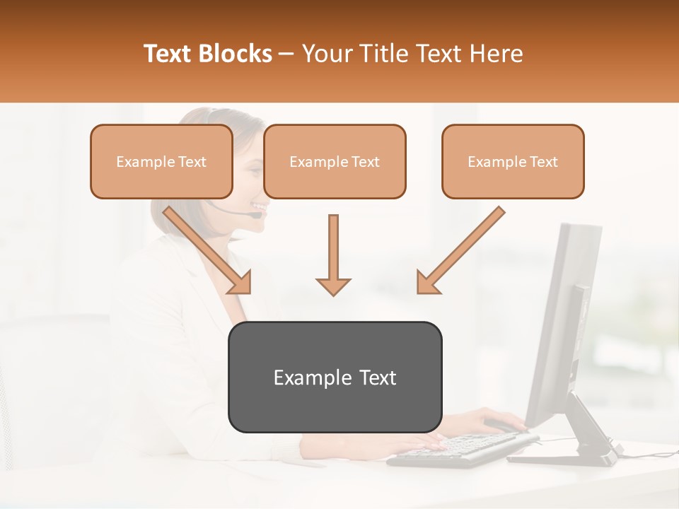 A Woman Wearing A Headset Using A Computer PowerPoint Template
