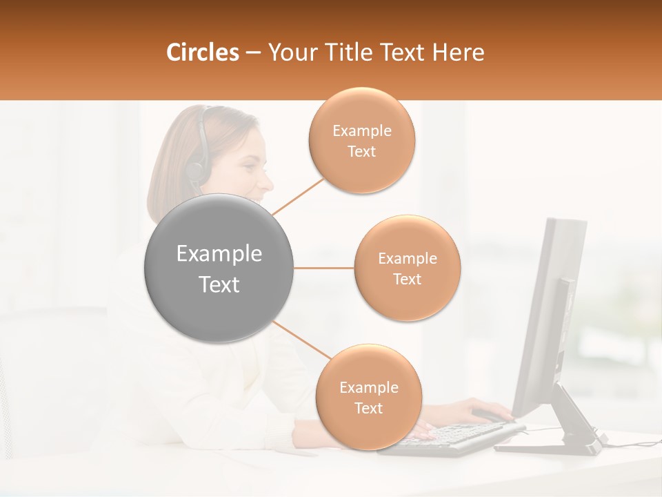 A Woman Wearing A Headset Using A Computer PowerPoint Template