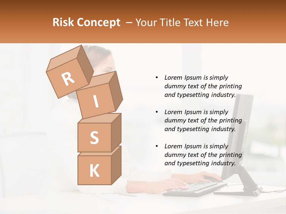 A Woman Wearing A Headset Using A Computer PowerPoint Template