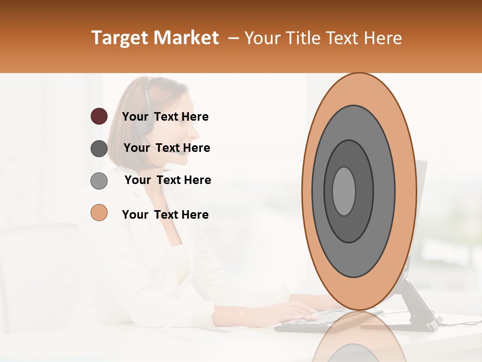 A Woman Wearing A Headset Using A Computer PowerPoint Template